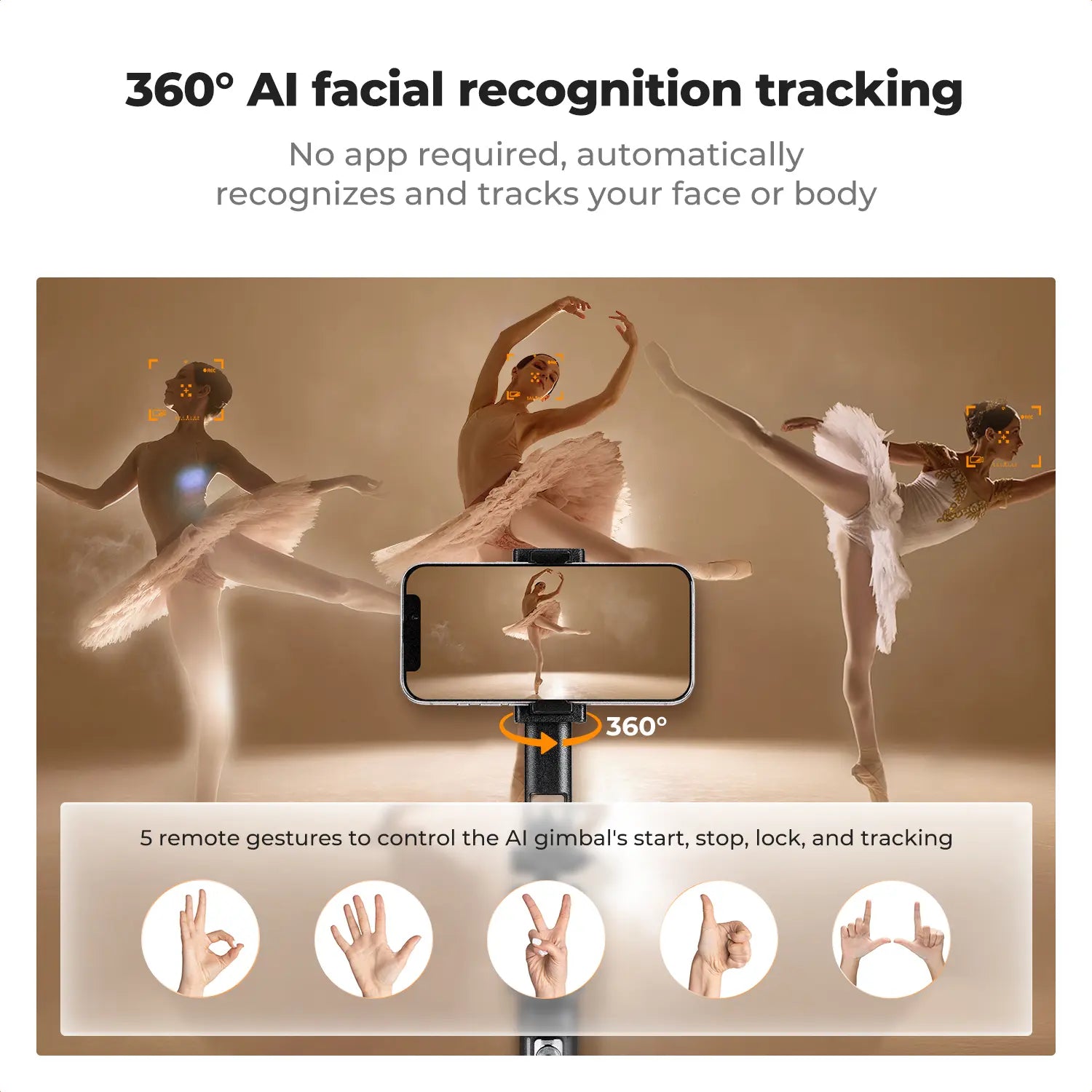 K&F Concept 71" Face-Tracking Tripod Selfie Stick — Remote & Fill Light Options