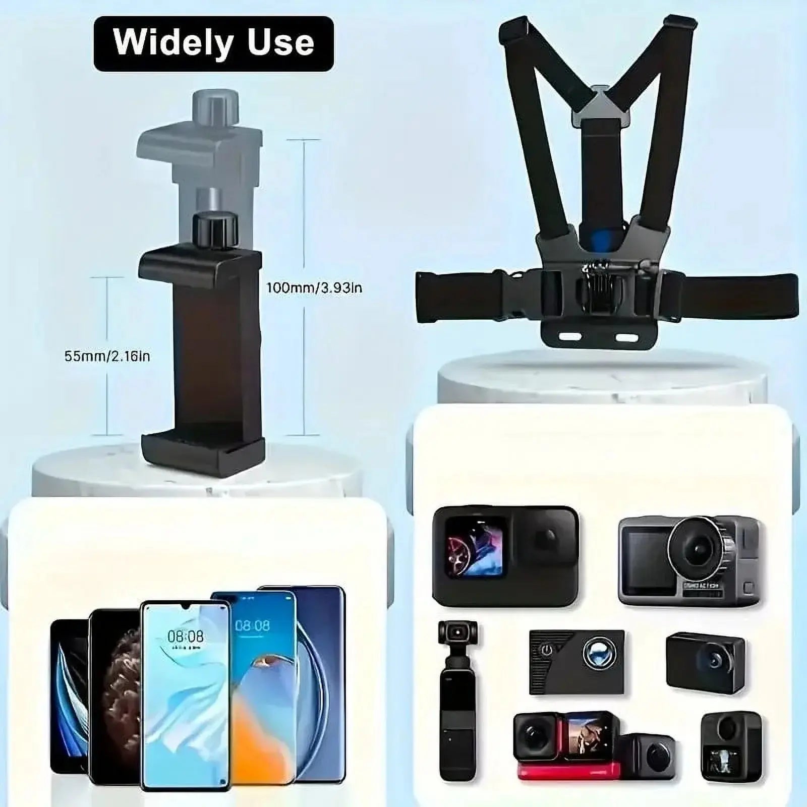 Hands-Free POV Phone & Action Camera Mount Kit — Chest + Head Strap