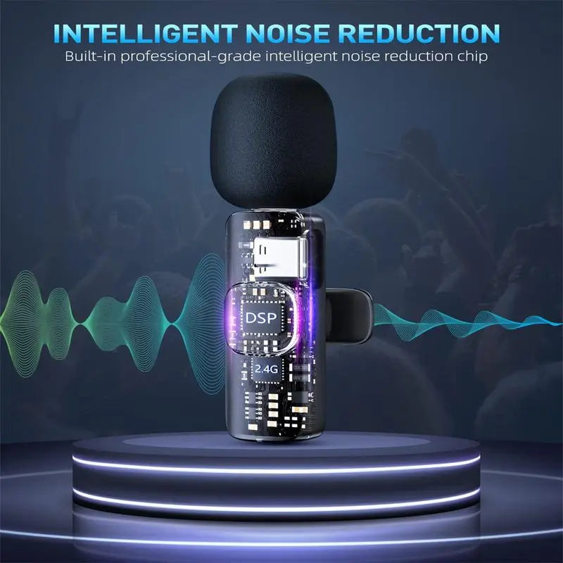 2-Pack Wireless Lavalier Microphones — Clip-On Mics for Phone Recording