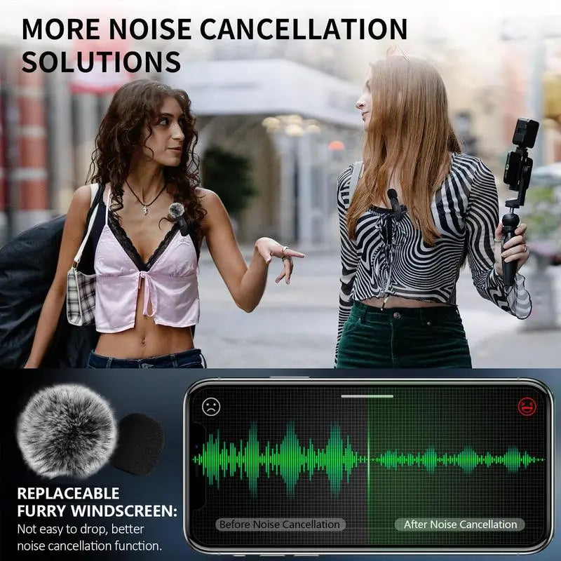 2-Pack Wireless Lavalier Microphones — Clip-On Mics for Phone Recording