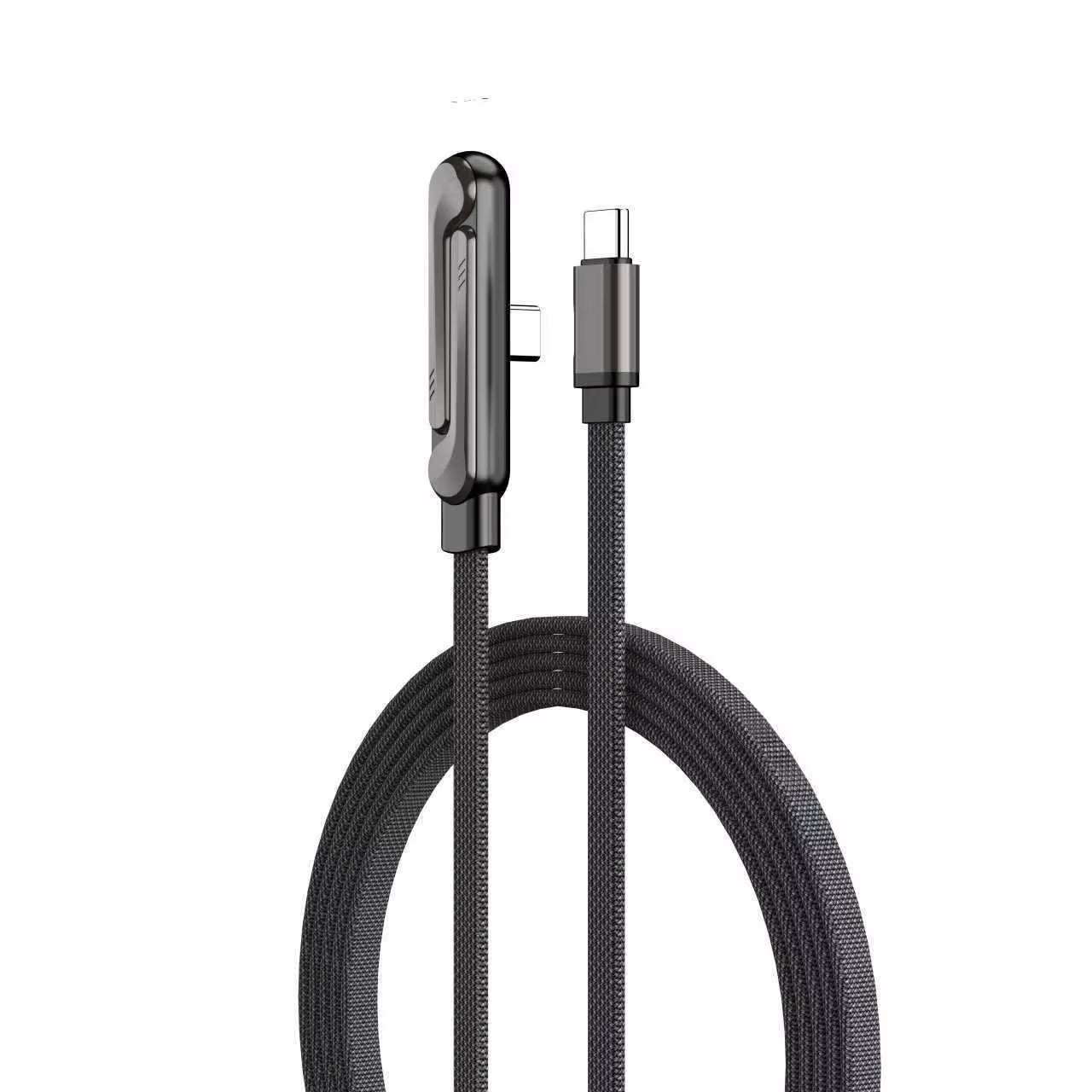 240W Right-Angle USB-C Fast Charging Cable with Foldable Phone Stand