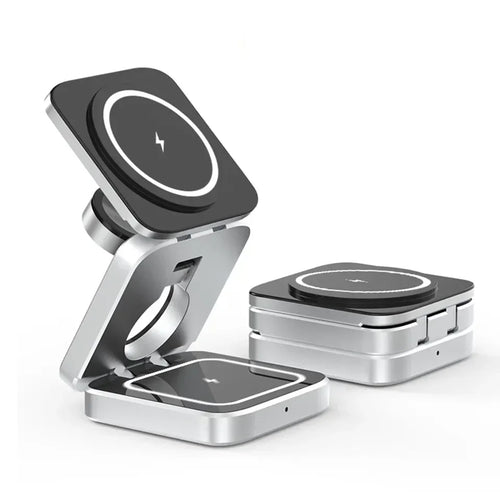 3-in-1 Foldable Magnetic Wireless Charger — iPhone, Watch & Earbuds