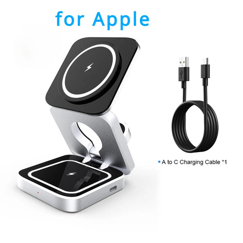 3-in-1 Foldable Magnetic Wireless Charger — iPhone, Watch & Earbuds