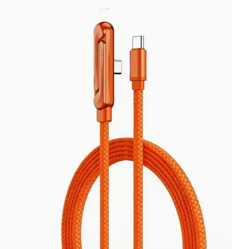 240W Right-Angle USB-C Fast Charging Cable with Foldable Phone Stand