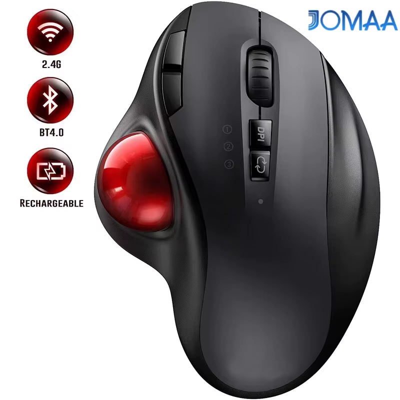 Wireless Trackball Mouse — Bluetooth + 2.4G Rechargeable Ergonomic Mouse