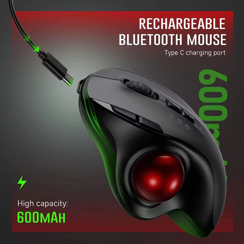 Wireless Trackball Mouse — Bluetooth + 2.4G Rechargeable Ergonomic Mouse