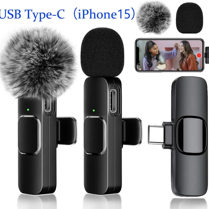 2-Pack Wireless Lavalier Microphones — Clip-On Mics for Phone Recording