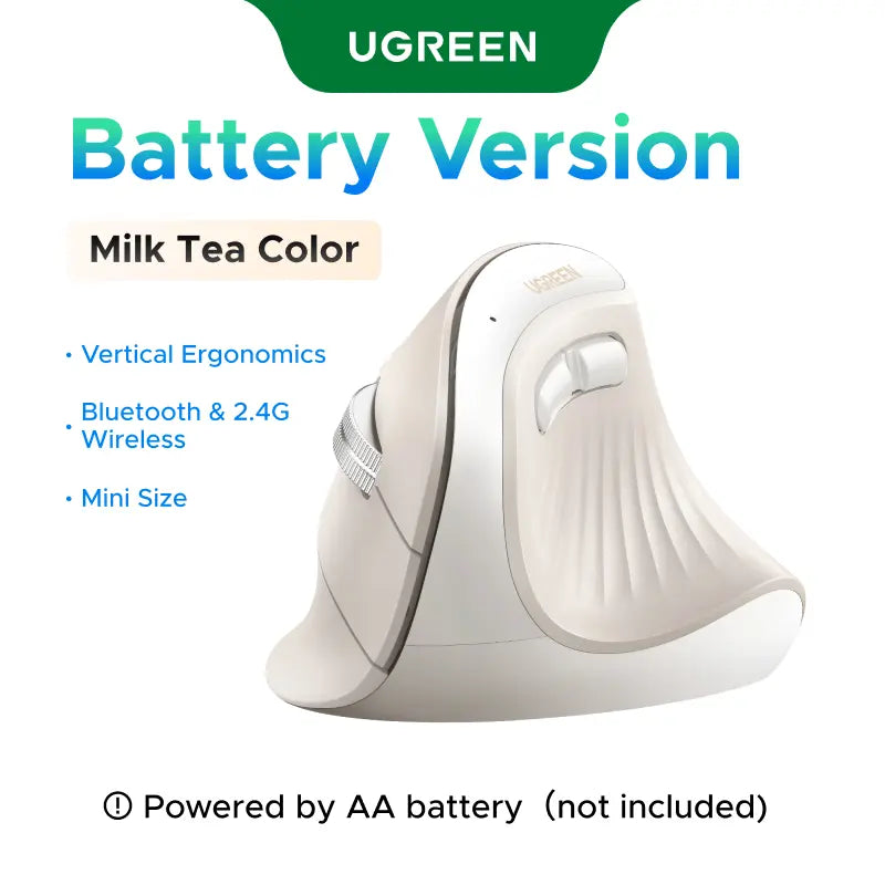 UGREEN Vertical Wireless Ergonomic Mouse — Bluetooth + 2.4G, 5 DPI Levels